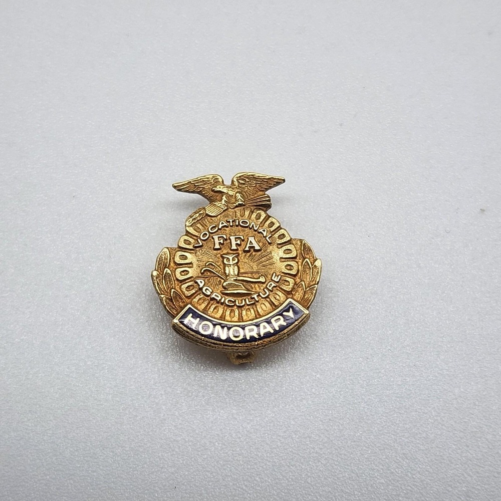 Vintage FFA Lapel Pin Honorary Eagle 10k Yellow Gold Filled Brooch Future Farmer